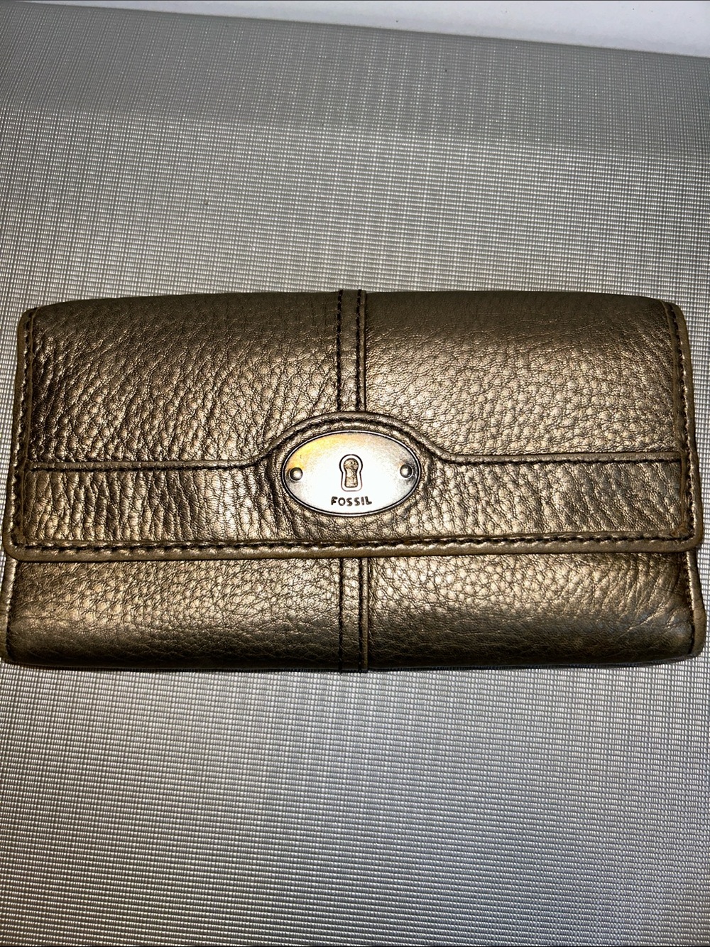 Euc fossil long gold metallic folding wallet